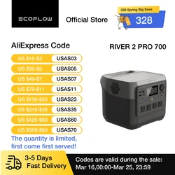 ECOFLOW Solar Generator RIVER 2 Pro 716Wh LiFePO4 Battery, 4x800W AC Outlets (1600W Surge), Solar Generator