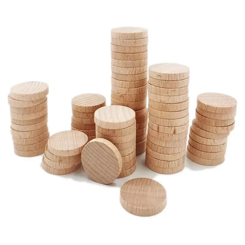 Pièces rondes en bois inachevé de 1 à 6cm, rondes en bois de hêtre naturel pour l'artisanat, la peinture, la gravure au Laser, la décoration de la maison