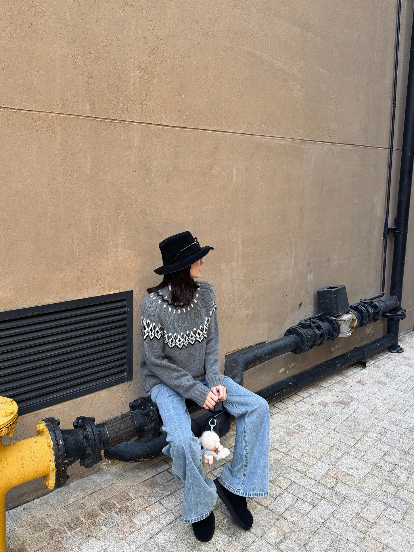 

Джинсы ZOWZOW Retro Waed с высокой талией и широкими штанинами, женские, цвета Spicy Little Pepper Bule, прямого кроя, из хлопка