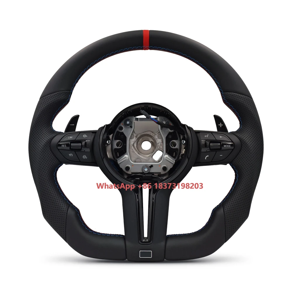 

With Black Insert Trim Flat Bottom Leather M Sport Steering Wheel for BMW F10 F15 F16 F20 F30 F31 F35 F36 M3 F80 M4 F82 M5 F90