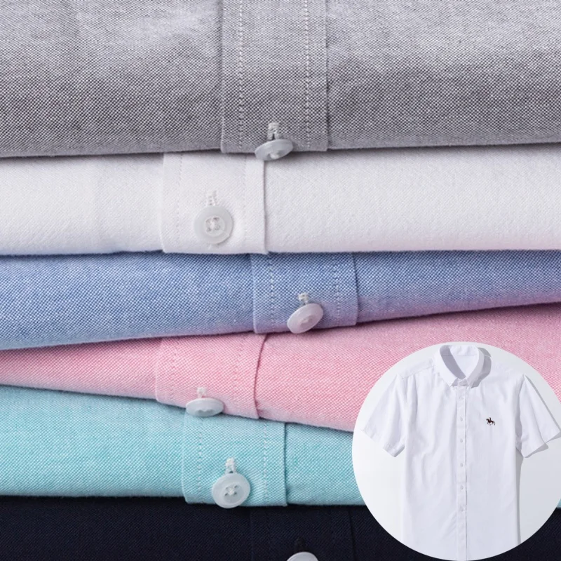 

Classic Stripe Plaid Shirt Men Short Sleeve 100% Cotton Oxford Men Shirt Short Sleeves White Blue Fashion Business Forma Social