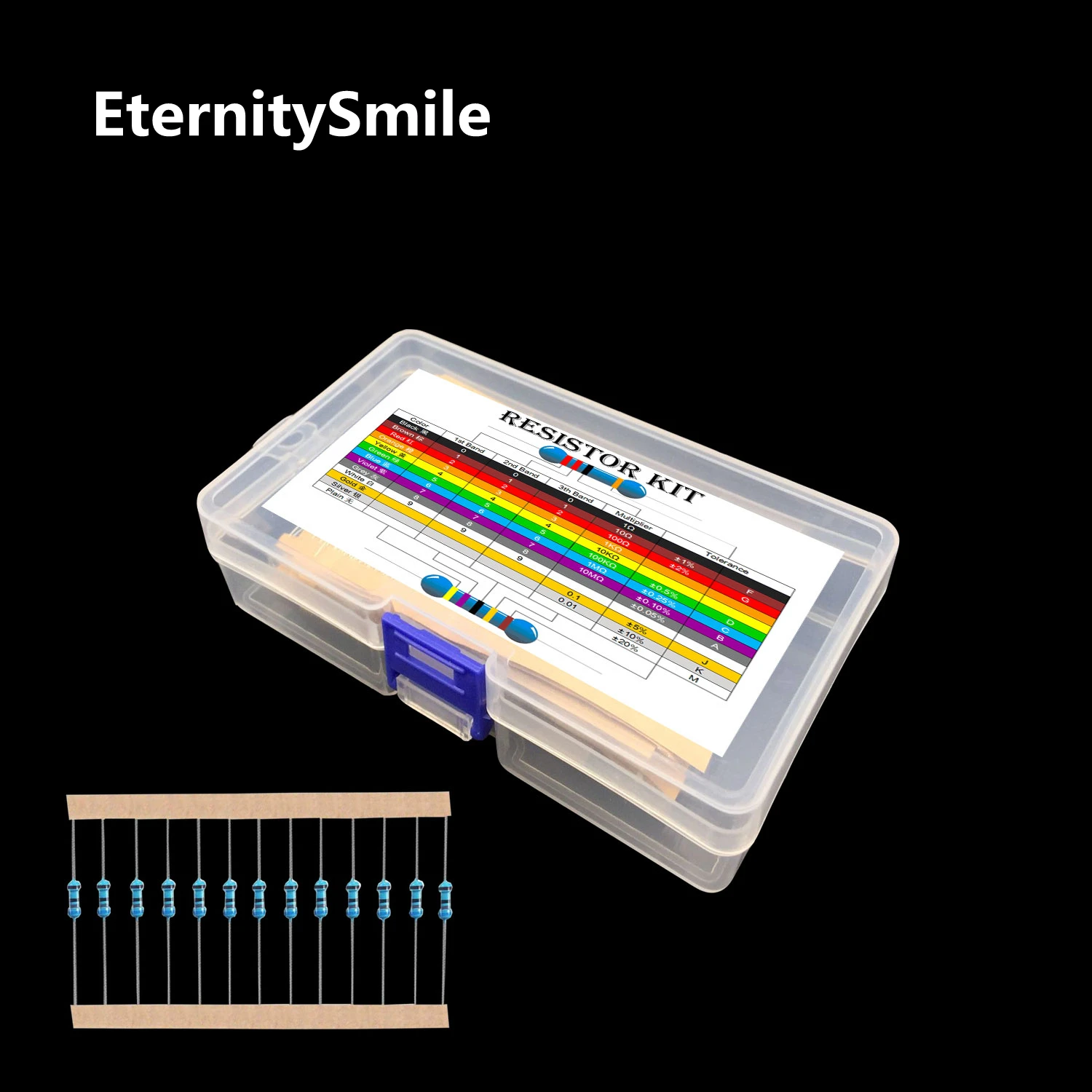 

600PCS 30Values* 20PCS 1% 1/4W Resistor Pack Set Diy Metal Film Resistor Kit Use Colored Ring Resistance (10 ohms~1 M ohm)