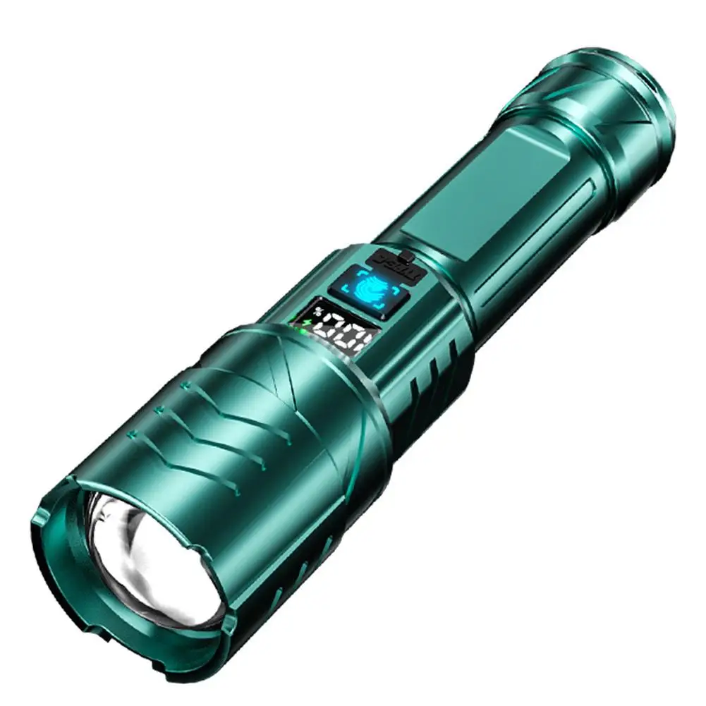 Linterna Led de larga distancia con Zoom telescópico, linterna recargable por Usb, luz de trabajo, luz para correr y pescar para emergencias Ou H3t9