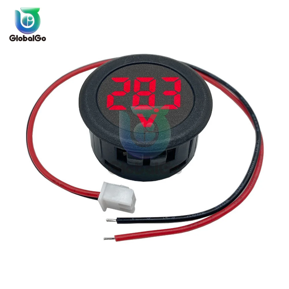 DC 4-100V LED Digital Display Circular Two-wire Voltmeter Digital Voltage Meter Test Head Display Reverse Connection Protection