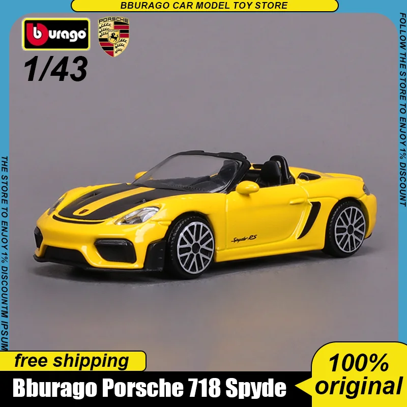 

New In Stock Bburago 1:43 Porsche 718 Spyder Rs Alloy Miniature Diecast Model Lamborghini Revuelto Toyota Car Model Toy Kid Gift
