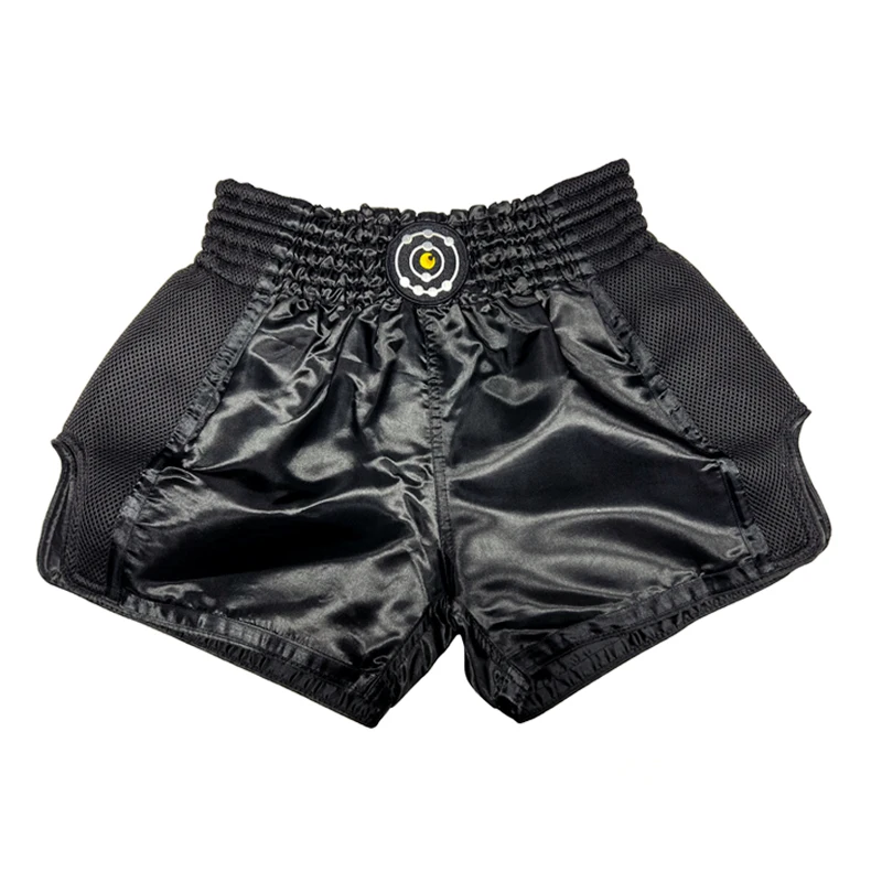 Picture 4: FLUORY Muay Thai Shorts Black Solid Free Combat Mixed Martial Arts Boxing Training Match Pants