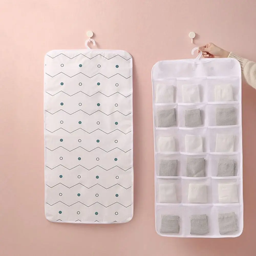 6/12/18 Grids Underwear Hanging Bag Foldable with Mesh Pockets Underpants Socks Organizer Wall-Mounted Wardrobe Storage Bags