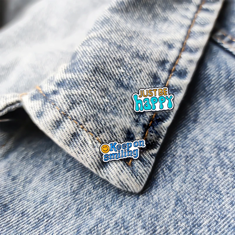Letter Good Things Take Time Enamel Brooches Just Be Happy Badge Keep On Smiling Pins Friends Gift