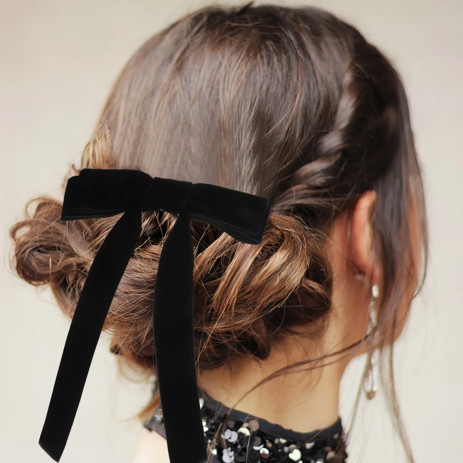 

2 Pcs Black Velvet Hair Clips Small Bows for Women Ribbon Hair Accessories Ponytail Bun Braids Hairstyles Secure Fastening