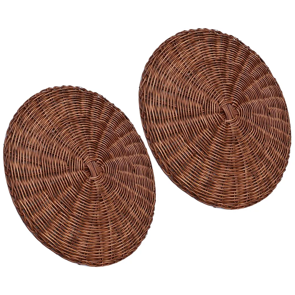 2Pcs Household Dining Placemat Woven Heat-Resistant Non-Slip Table Mat Protective Decorative Mat for Cup Bowl Pot