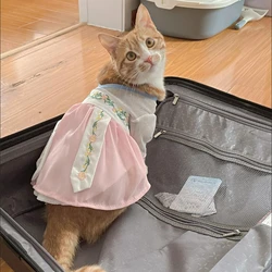 Original Pet Hanfu Thin Summer Clothes, Chinese Ancient Style Traditional Costume for Small Dogs Teddy Cat Pet Outfit