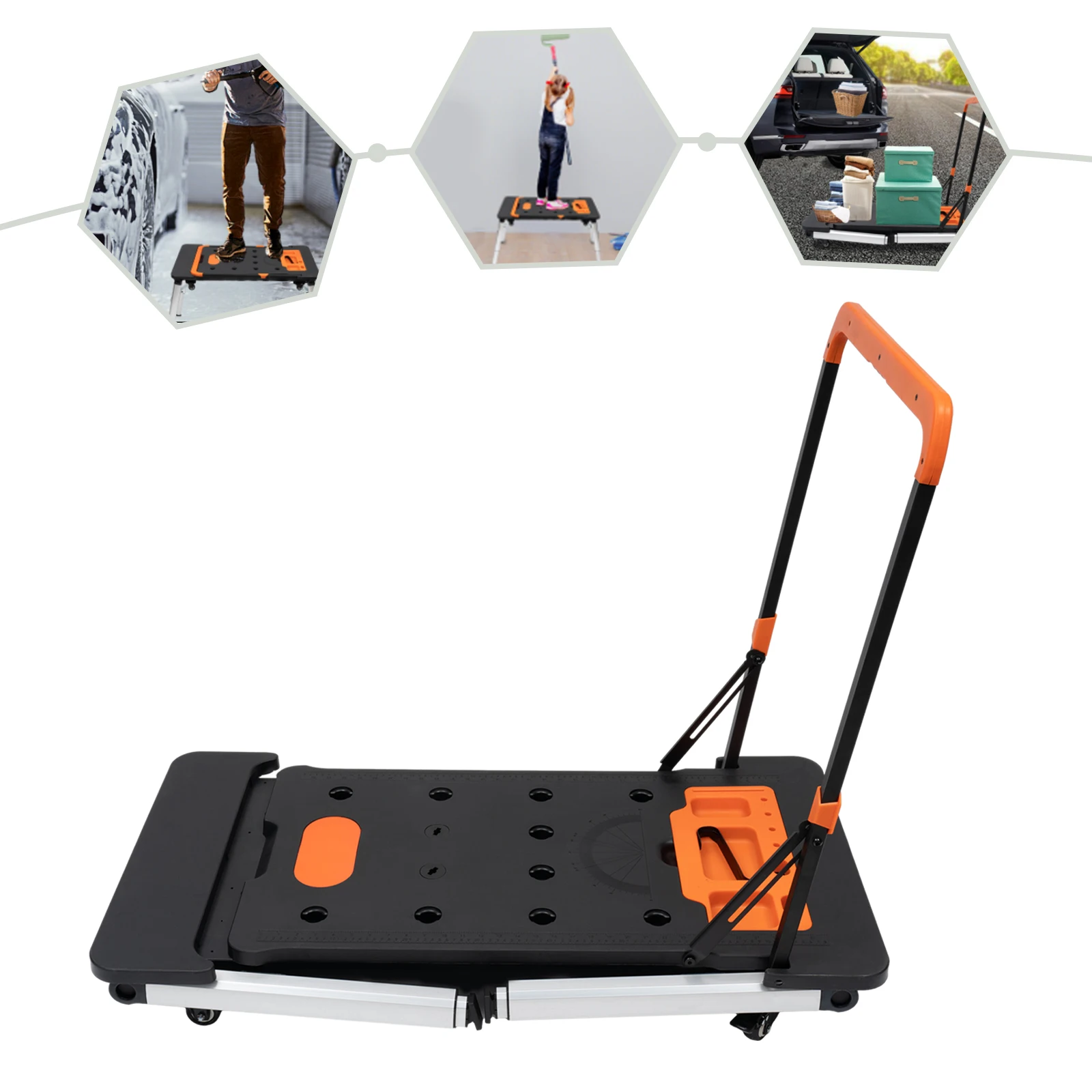 Mobile Workbench with  Wheels, Foldable Design, 330.69lbs Load Capacity for Work Platform, Auto Repair, Scaffold, Transport