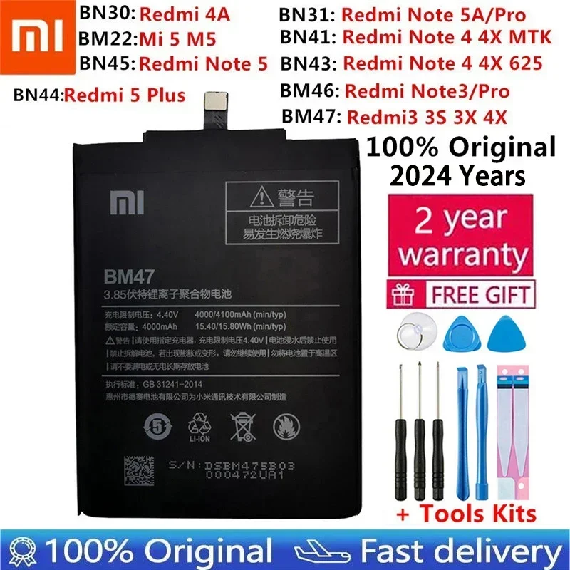 Xiao Mi Original Phone Battery For Xiaomi Mi Hongmi Redmi Note A1 3 3S 3X 4 4X 4A 5A 5X M5 5 6 Plus Prime S2 Pro Plus Batteries