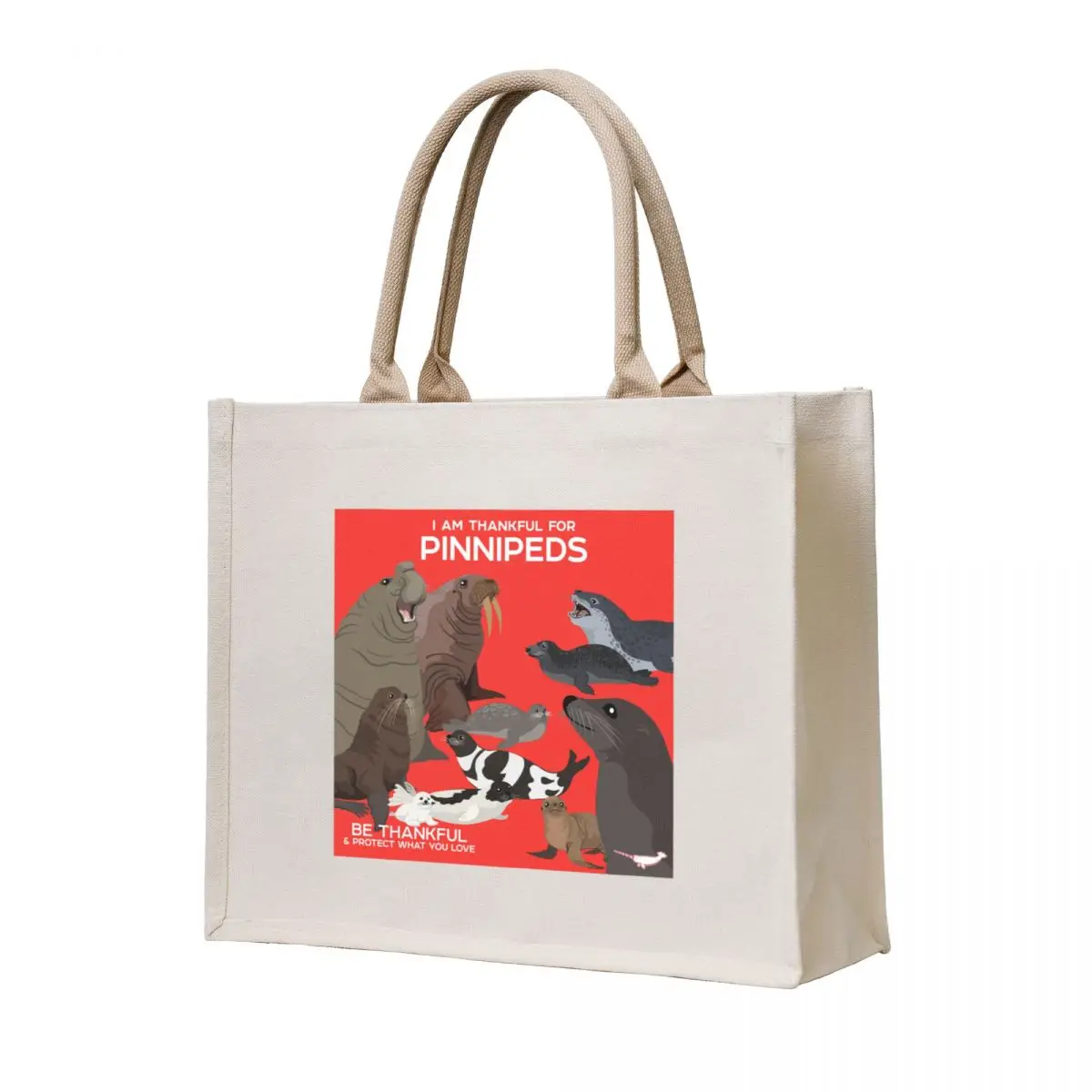 

I Am Thankful For Pinnipeds Tote Bag university shopper bag Handbags tote bag