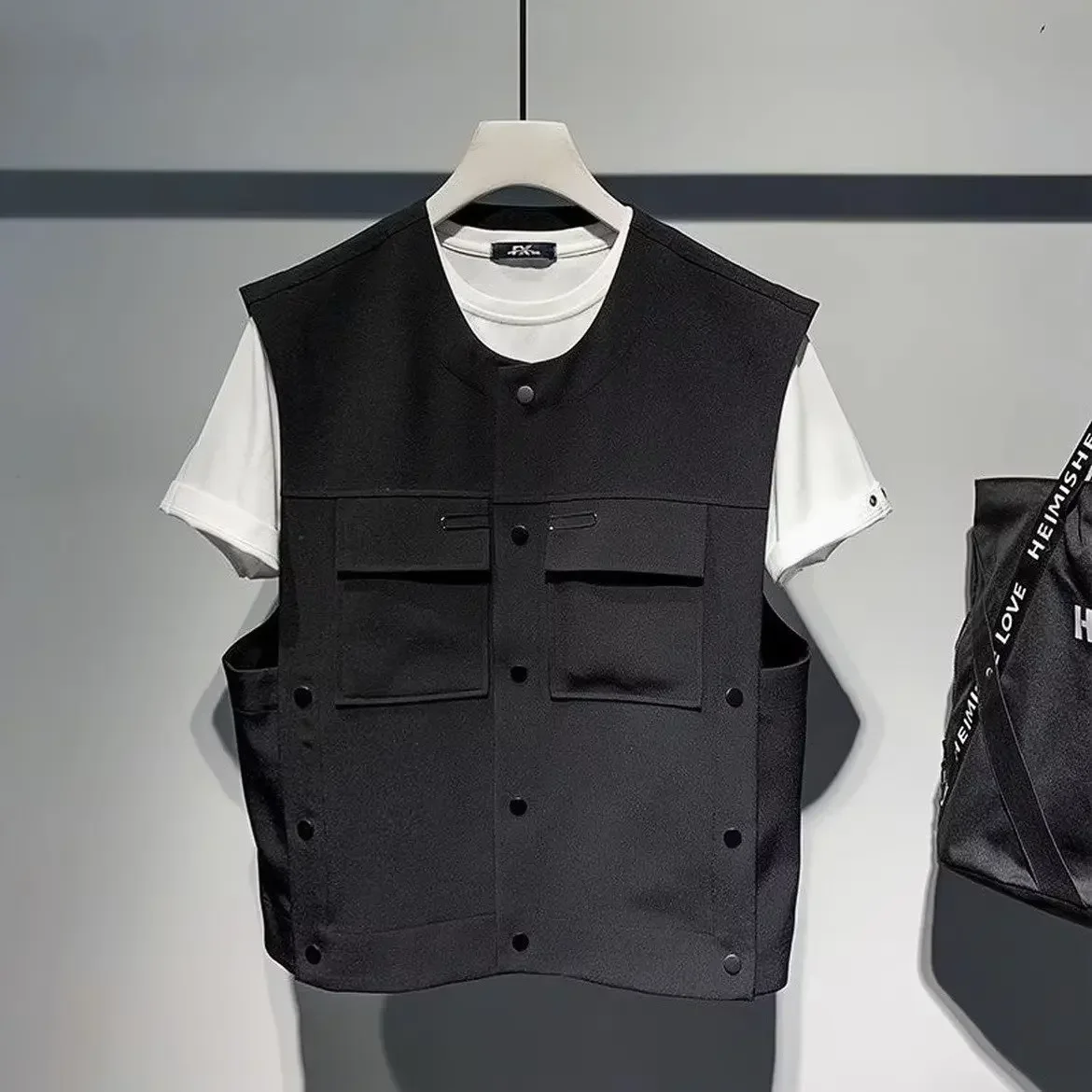 2025 Spring Autumn New Korean Trendy Fashionable Sleeveless Vest Men's Trendy Brand Loose-fit Versatile Casual