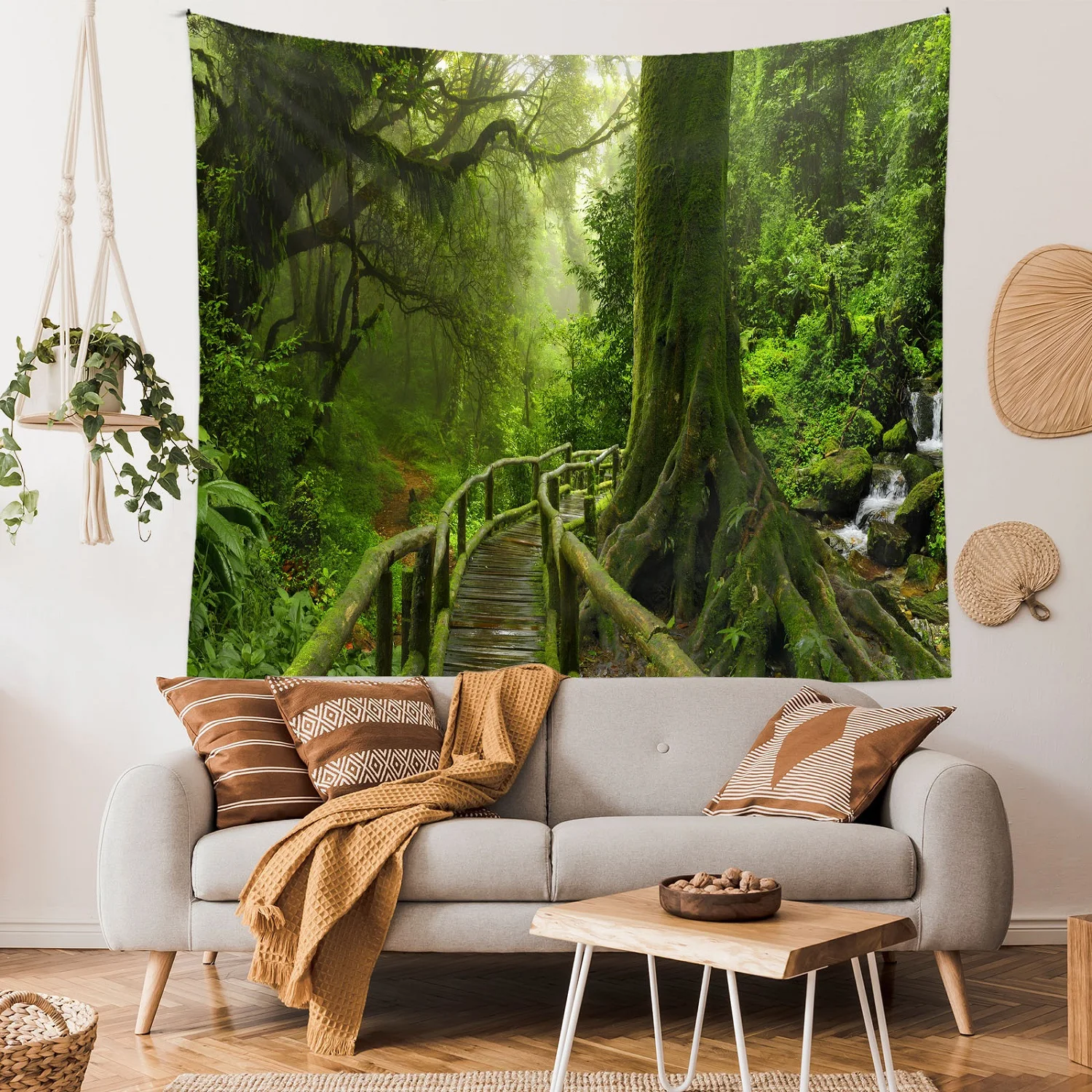 Misty Forest Mountain Tapestry Sage Home Decor Landscape Living Room Bedroom Dorm Decoration Magic Tapestry Wall Hanging Curtain