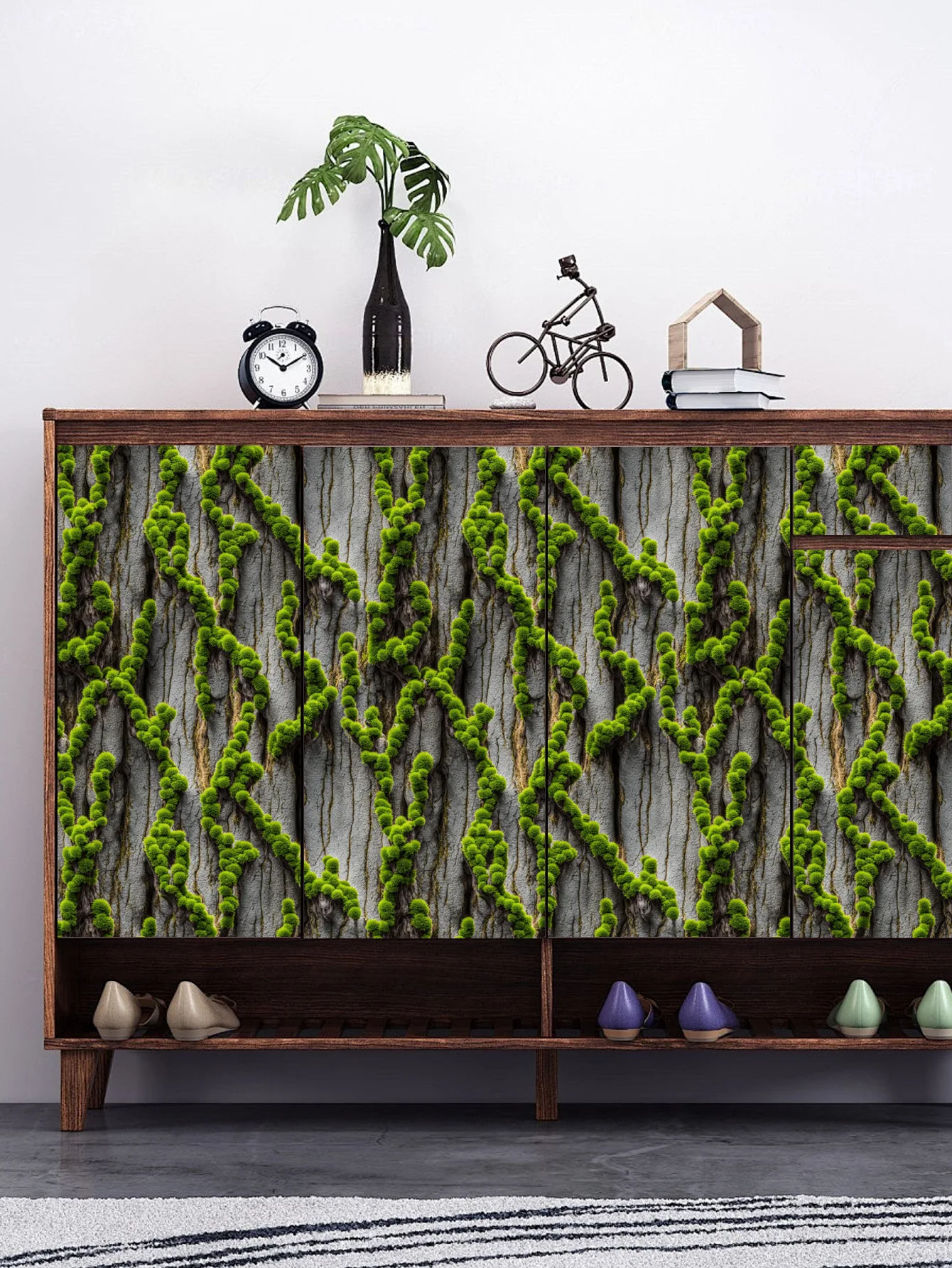 ورق جدران قابل للتقشير واللصق على شكل شجرة البتولا لغرفة النوم والحمام وخزانة المطبخ ذاتية اللصق من الفينيل لديكور المنزل بالطحالب الخضراء #6