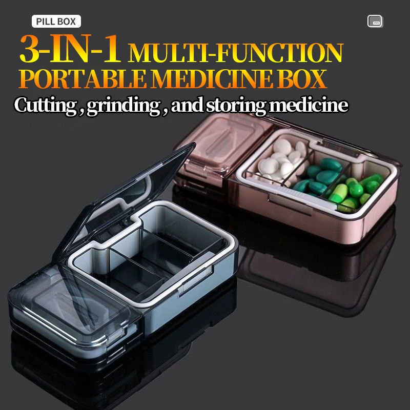 Advanced portable medicine box-divided into two parts with medicine cutter-multifunctional precision medicine cutter 1/2 medicin