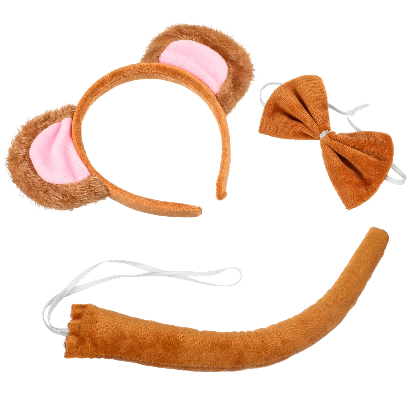 

1 set 1 Set Monkey Headwear Costume Kit Animal Ears Tail Bow Tie For Cosplay Halloween Party Festival Performance Animal Costume