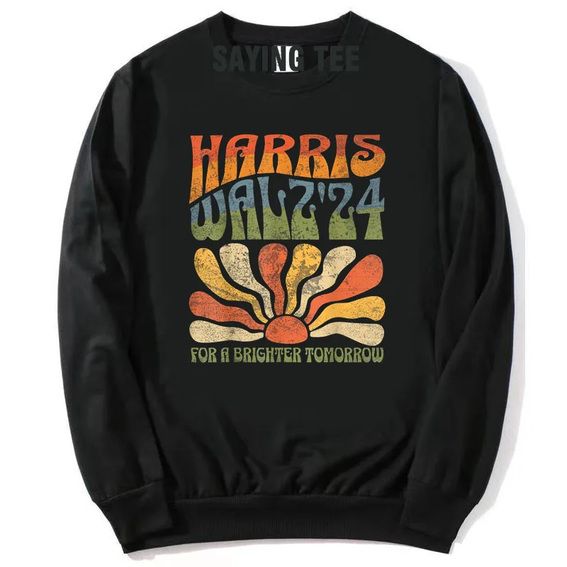 

Harris Waltz 2024 Election Kamala Harris Tim Waltz Pullower Sweater Long Sleeve T-shirt Cotton Sweatshirt Campaign Saying Tee