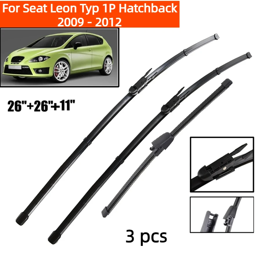 ZHANGU Wiper Front & Rear Wiper Blades For Seat Leon Typ 1P Hatchback 2009 - 2012 Windshield Windscreen Window 26