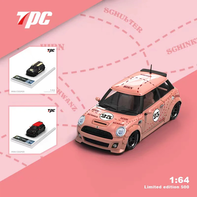 

TPC 1:64 LBWK MINI R56, розовая свинка, черный, красный, золотой сплав, Коллекционная модель автомобиля, Миниатюрные модели фрез