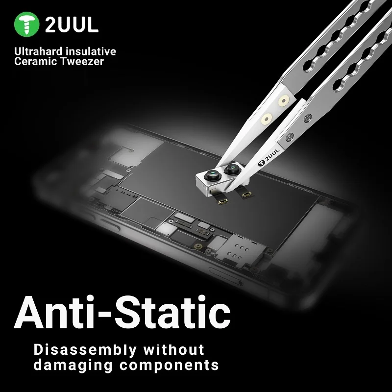 

2UUL TW31 ультратвердый изоляционный высокоточный керамический пинцет антистатический для мобильных чипов CPU IC PCB инструменты для ремонта олова для посадки