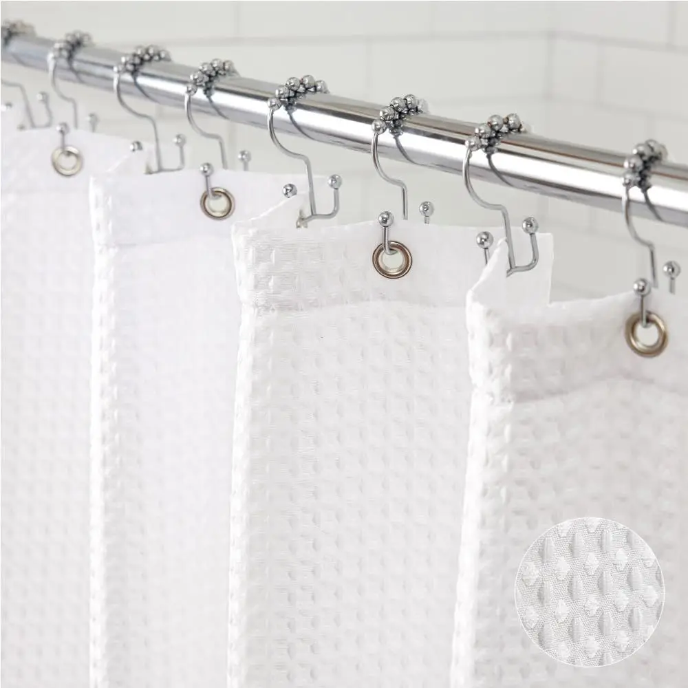 

Плотная утяжеленная шторка для душа, устойчивая к складкам и ржавчине, дизайн в гостиничном стиле, сверхпрочная для ванн и душевых, 72x72, белая