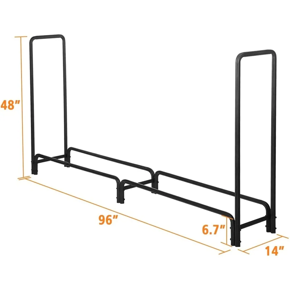 Soporte para leña, estante de almacenamiento de leña, organizador de Outoor, estante de almacenamiento de leña de Metal negro, soporte para el hogar, almacén de madera