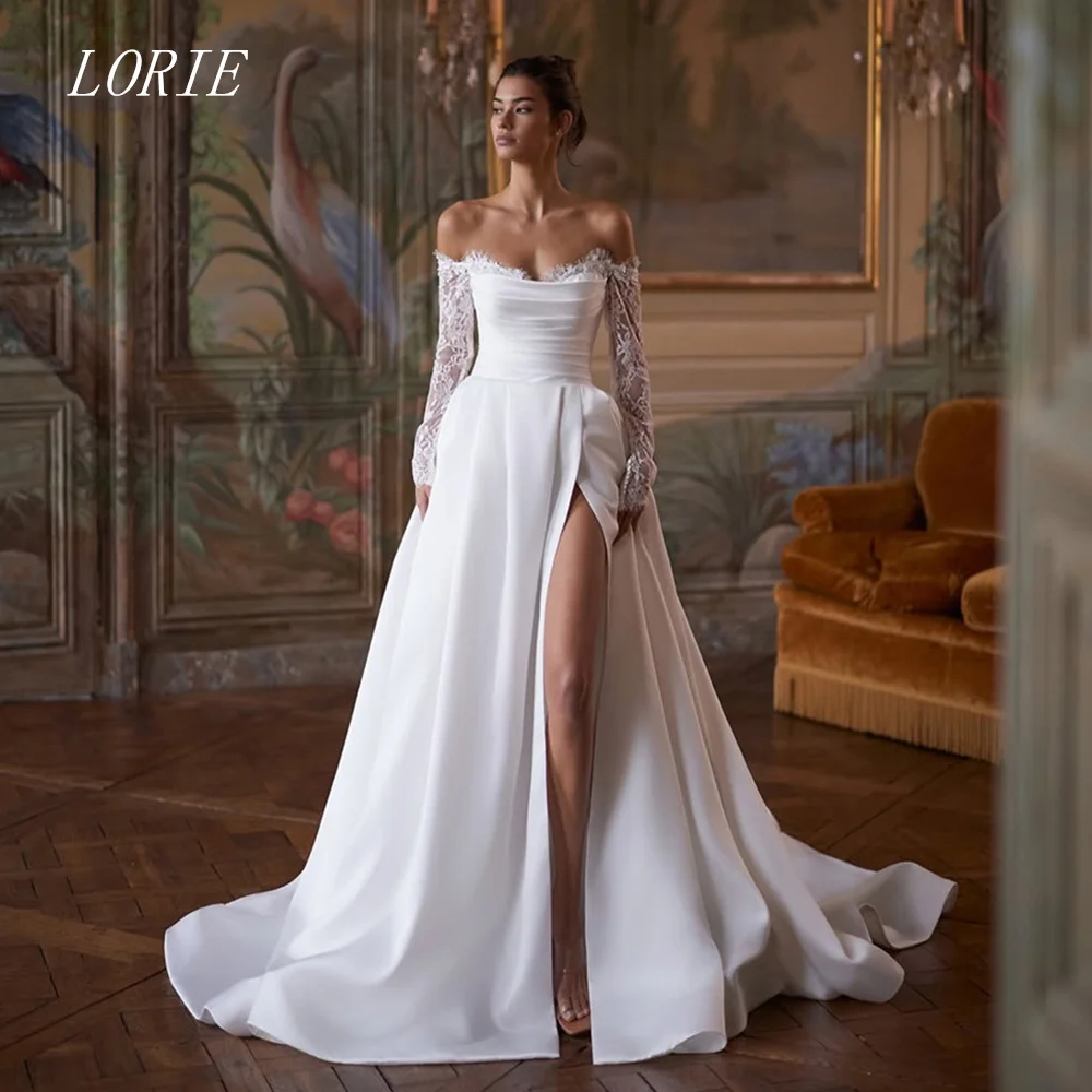 

LORIE Luxury Sweetheart A Line Civil Wedding Dress Off The Shoulder Bridal Dresses Applique Wedding Gown Customized 2026