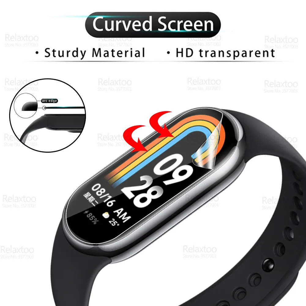 12-3Pcs 999D Curved Soft Hydrogel Film For Xiaomi Band 8 Screen Protector Xiomi Mi Band8 MiBand MiBand8 Bracelet Film Not Glass