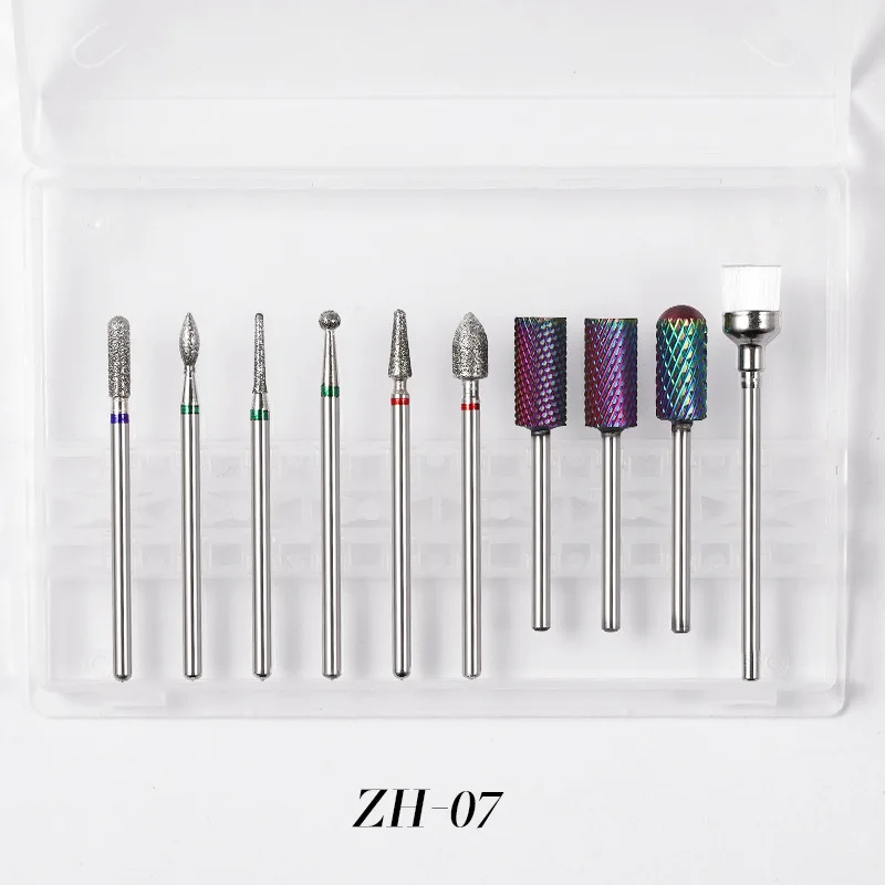 10 Chiếc Nail Khoan Phụ Kiện Bit Làm Móng Đầu Mài Vonfram Hợp Kim Thép Bộ Máy Xay Mài Đầu Bàn Chải Bong Tróc Đánh Bóng