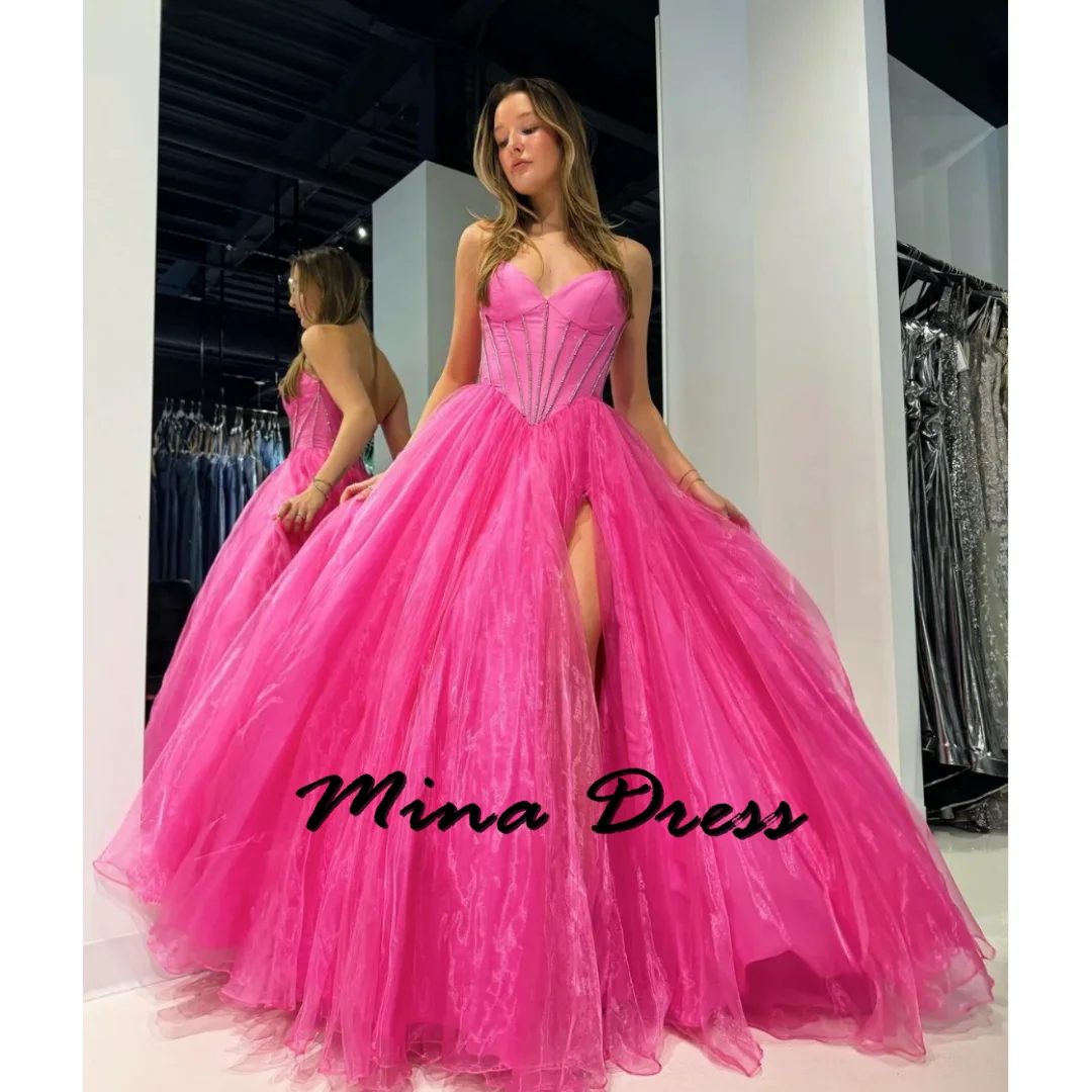 

Mina Customized High Slit Evening Dresses 2024 Luxury Dress for Weddings Sleeveless Wedding Guest Dress Women Backless Strapless