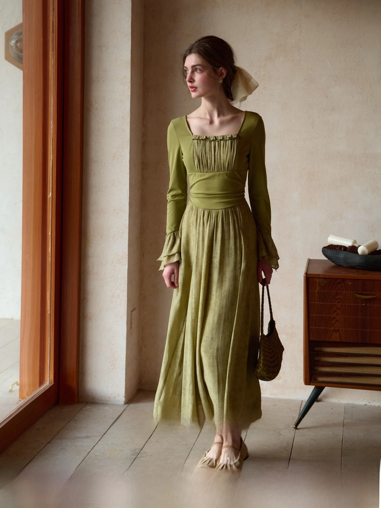 

SimpleRetro Vintage Long Sve Dr Women's Square Collar Flared Sve Dr Spring Ci Commute Date Casual Wear