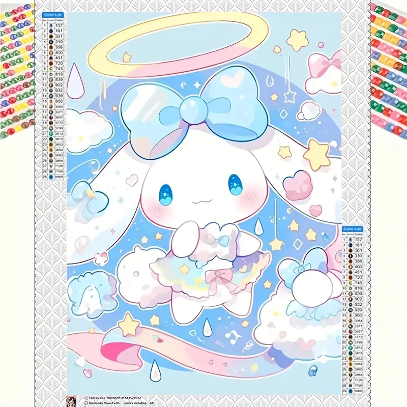 

1 шт. Sanrio Big Eared Dog 5D комплект алмазной живописи круглый полный круг алмазный рисунок, холст 30x40 см, мультяшная тема, безрамный DIY