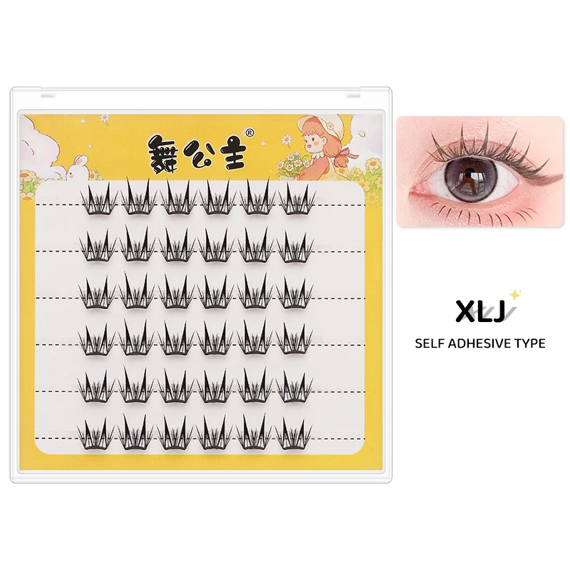 DINGSEN Selbstklebende Cluster-Wimpern, 6 Reihen, einzelne Wimpern, kein Kleber erforderlich, koreanisches Make-up, DIY-Wimpern, natürliche Wimpern – Detail 20