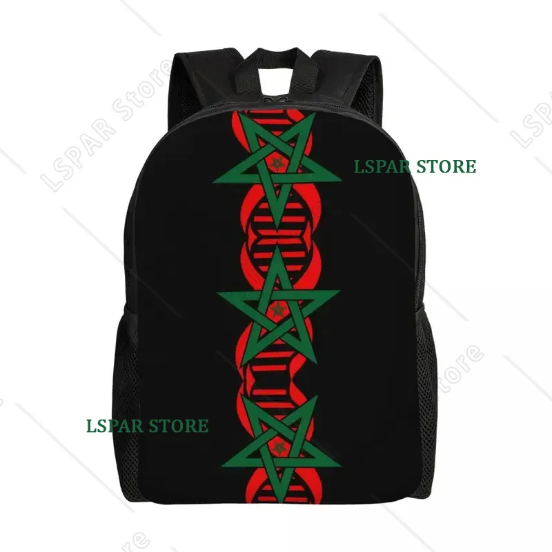 Moroccan Flag Its In My DNA Morocco Travel Backpack Women Men School Laptop Bookbag College Student Daypack Bags