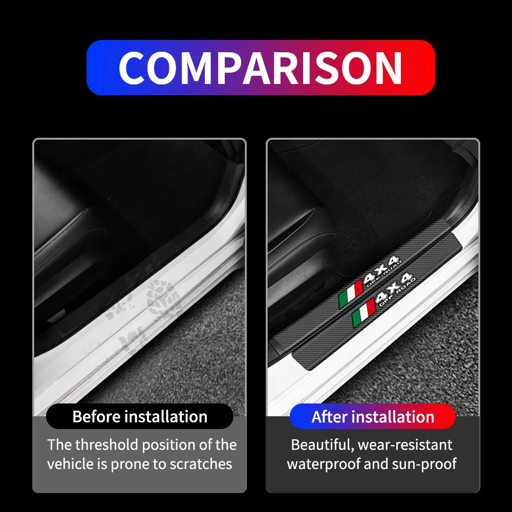 Car Carbon Fiber Sticker Auto Door Threshold Trunk Bumper Protective Strip For 4x4 Off Road
