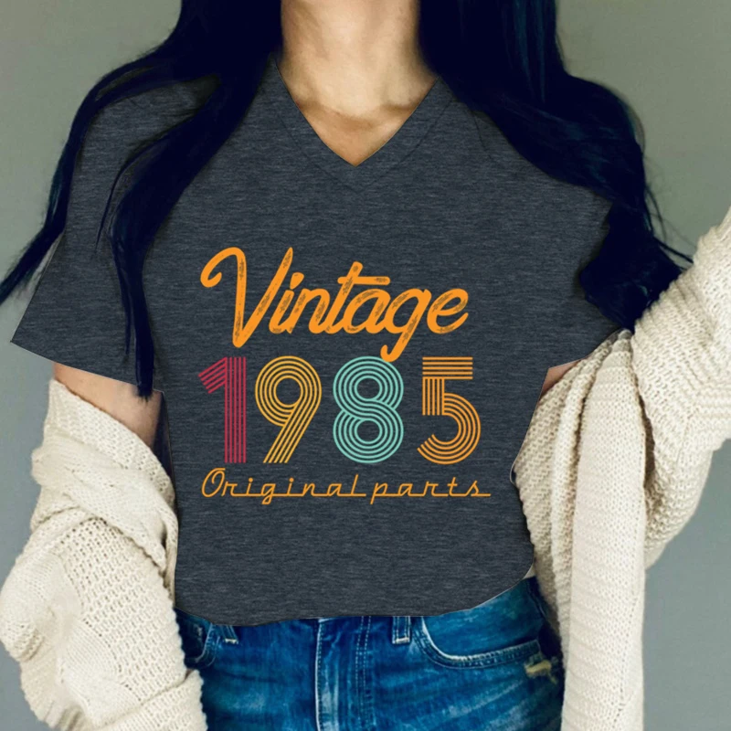 Vintage 1985 Original Parts Graphic Tops Tees 39th Birthday Gift Women Born 1985 Summer Classic T-shirt Women's Clothing Sales