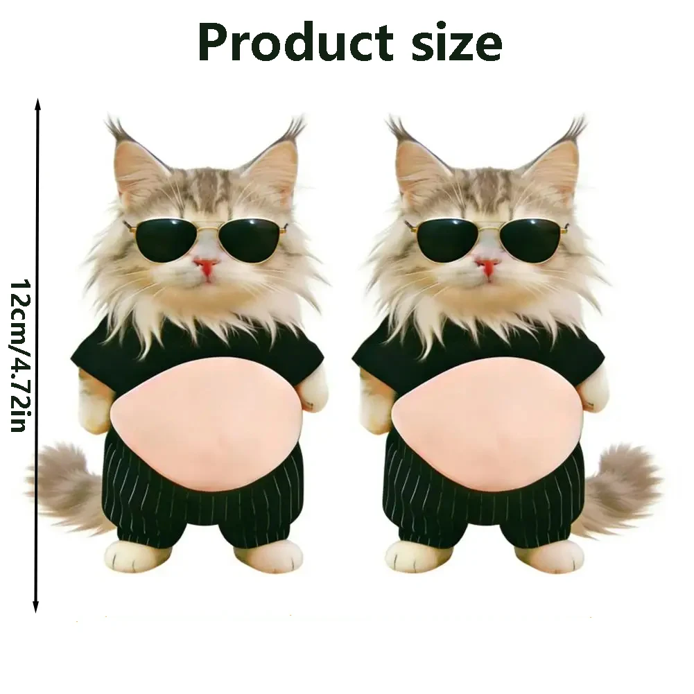 3D クール&スタイリッシュな猫の腹ステッカー ソフトシリコン素材 携帯電話ケース、車の装飾、家の装飾、誕生日パーティーの記念品に最適