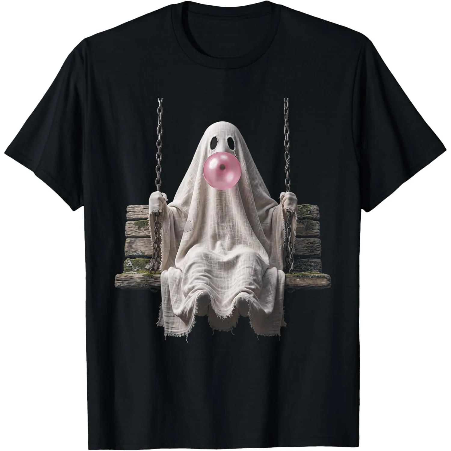 Boo Ghost Swing Blowing Bubble Gum Spooky Season Halloween T-Shirt