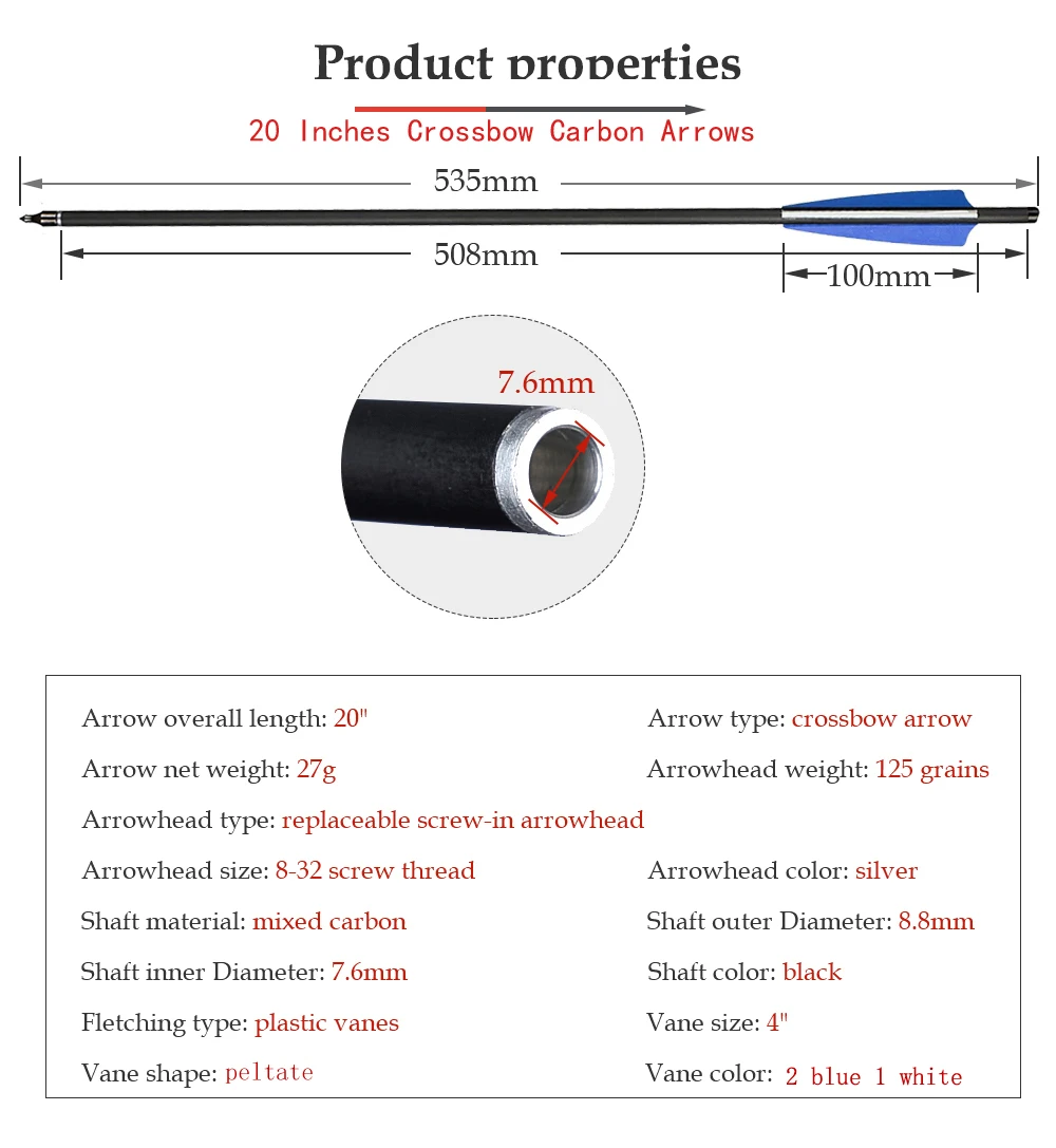 Archery Crossbow Bolt Arrows 20