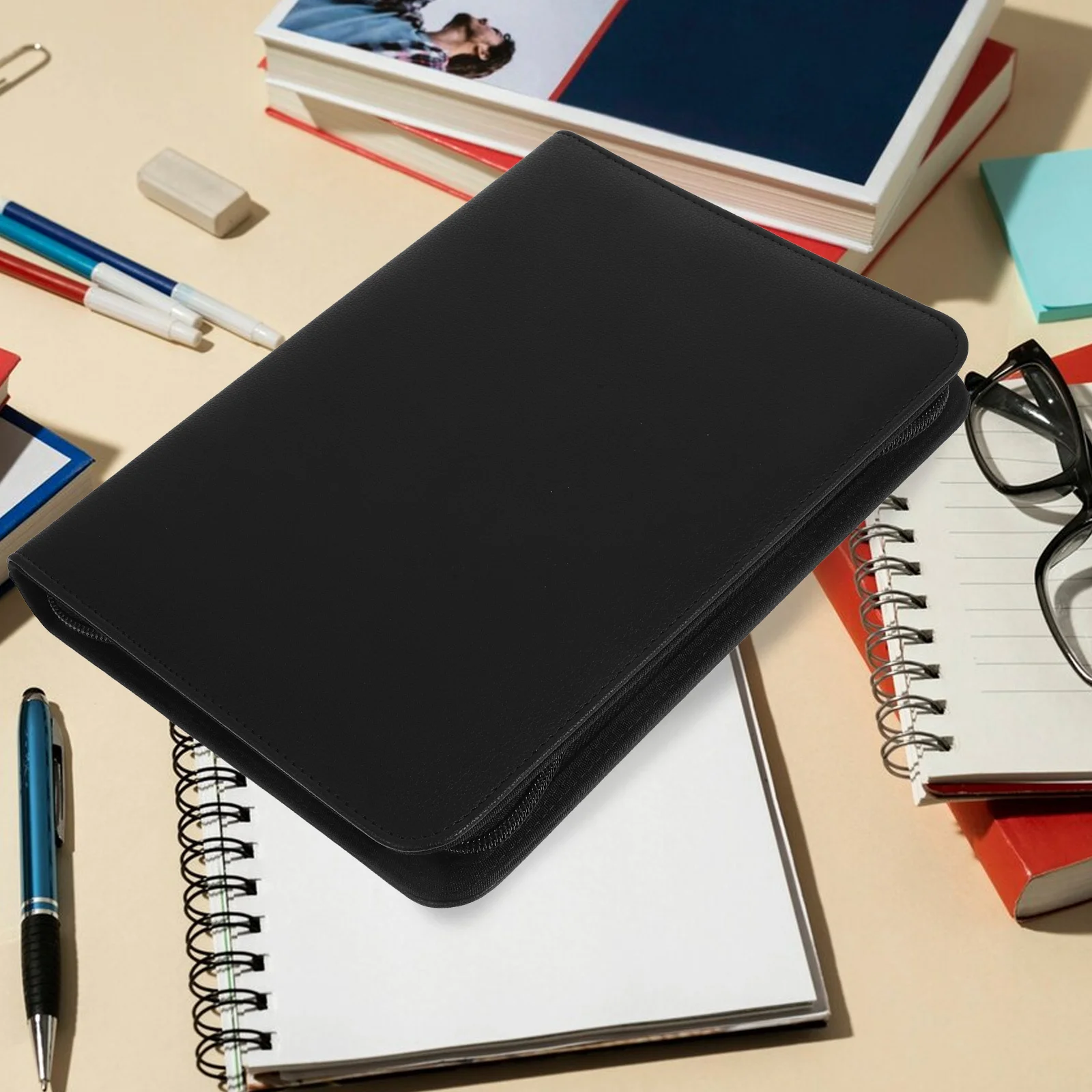 

Zipper PU Portfolio Binder Organizer Business Document Organizer Resume Folder Notebook Holder Padfolio Business Supplies Cards