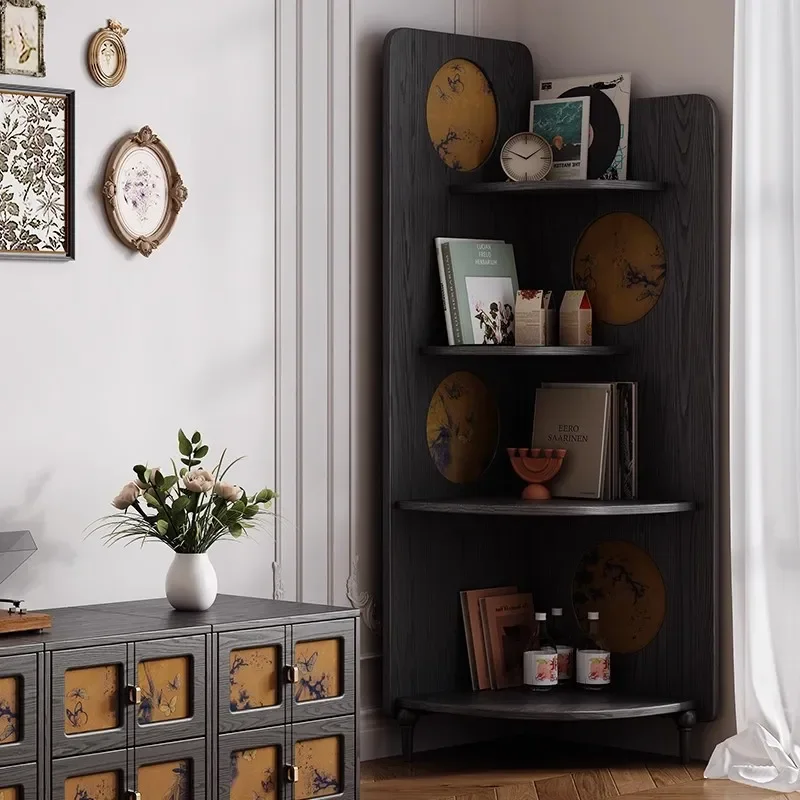 Xiangyun Yarn Corner Cabinet French Style Solid Wood Screen Shelf for Bedroom New Chinese Design Easy Installation Storage