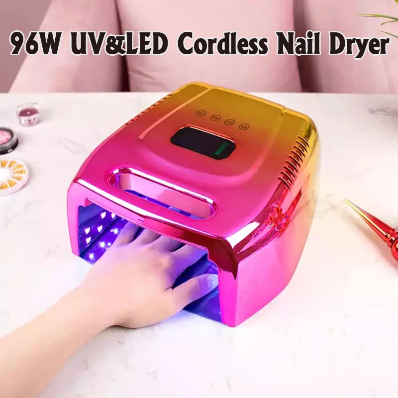 96W Cordless UV Led Nail Lamp Rechargeable15600mAH Professional Gel Nail Dryer Nail Polish Curling Lamp for All Gel Nail Polish