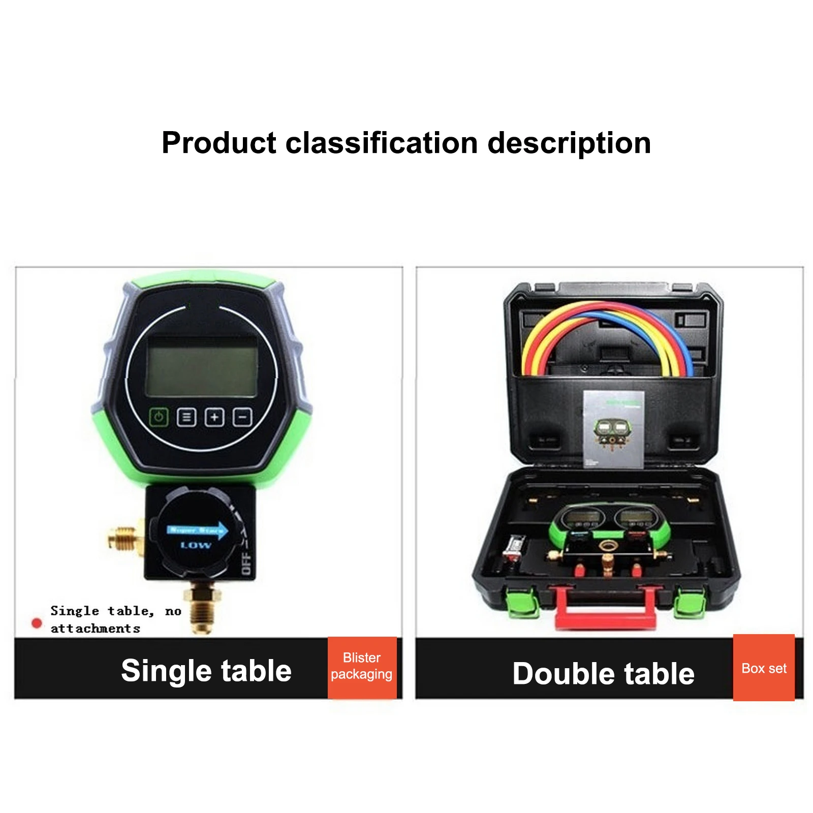 Digital Manifold Gauge Refrigeration Vacuum Pressure Temperature Leakage Tester Diagnostic Tool for Car Air Conditioning