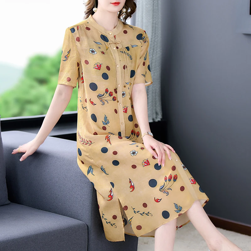 

Summer Floral Pink Silk Beach Midi Sundress Women Boho Fashion Casual Light Dress 2024 Spring Elegant Luxury Festival Vestidos