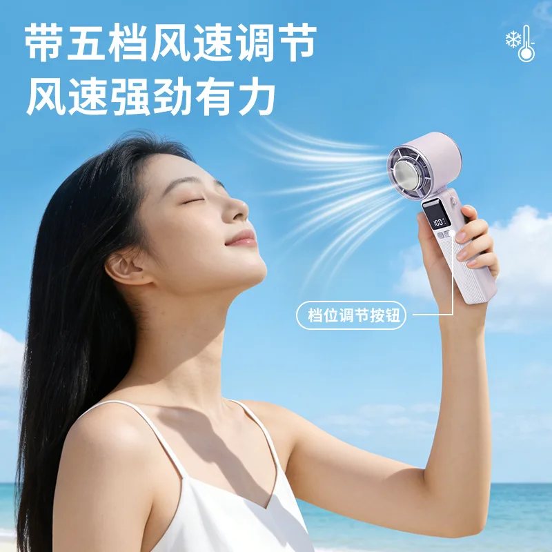 Handheld Folding Mini Electric Fan Ice‑Compress Portable Desktop Silent Cooling Fan Rechargeable Small Fan For Outdoor Indoor