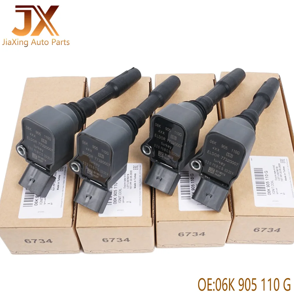 

4 PCS IGNITION COIL FOR A1 A3 A4 A5 A6 Q5 TT SEAT LEON SKODA OCTAVIA VW EOS GOLF VI VII 1.8 2.0TFSI 06K905110G 06L905110D
