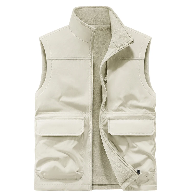 Wendbare Ärmellose Jacke Herrenweste Wintermantel Dicke Warme Fleece-Arbeitskleidung Oberteil Cargo-Weste Windbreaker Neue Mode – Detail 13